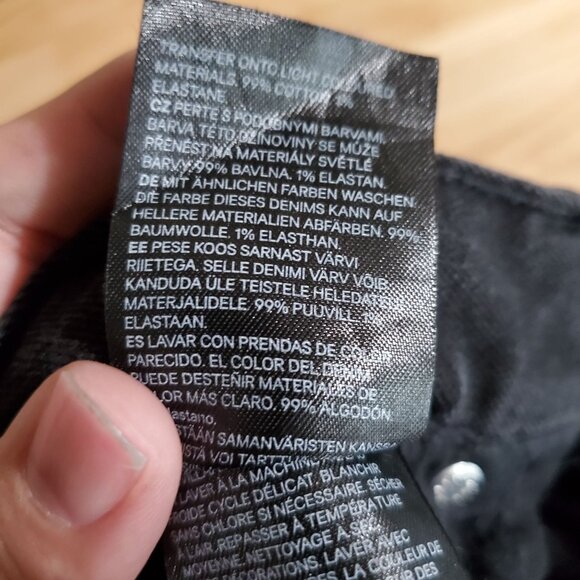 H&M Jeans Men Size 38x32 Black &Denim Slim Tapered Fit Stretch Cotton Denim - Picture 4 of 10